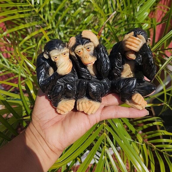 Vintage‎ Resin Made  3 Monkeys - Picture 6 of 12